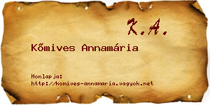 Kőmives Annamária névjegykártya